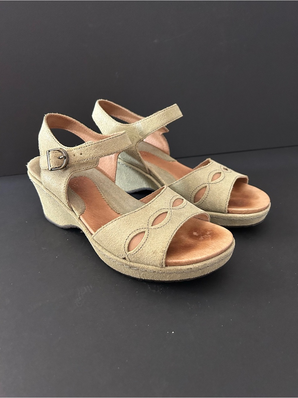 Ariat Suede Wedge Sandals in Light Green